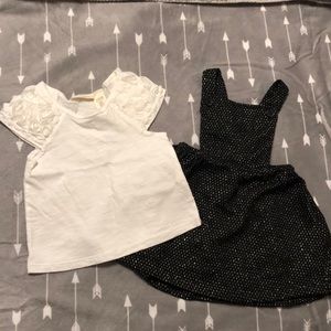 Old Navy Overall Dress and Floral Short Sleeve Top
